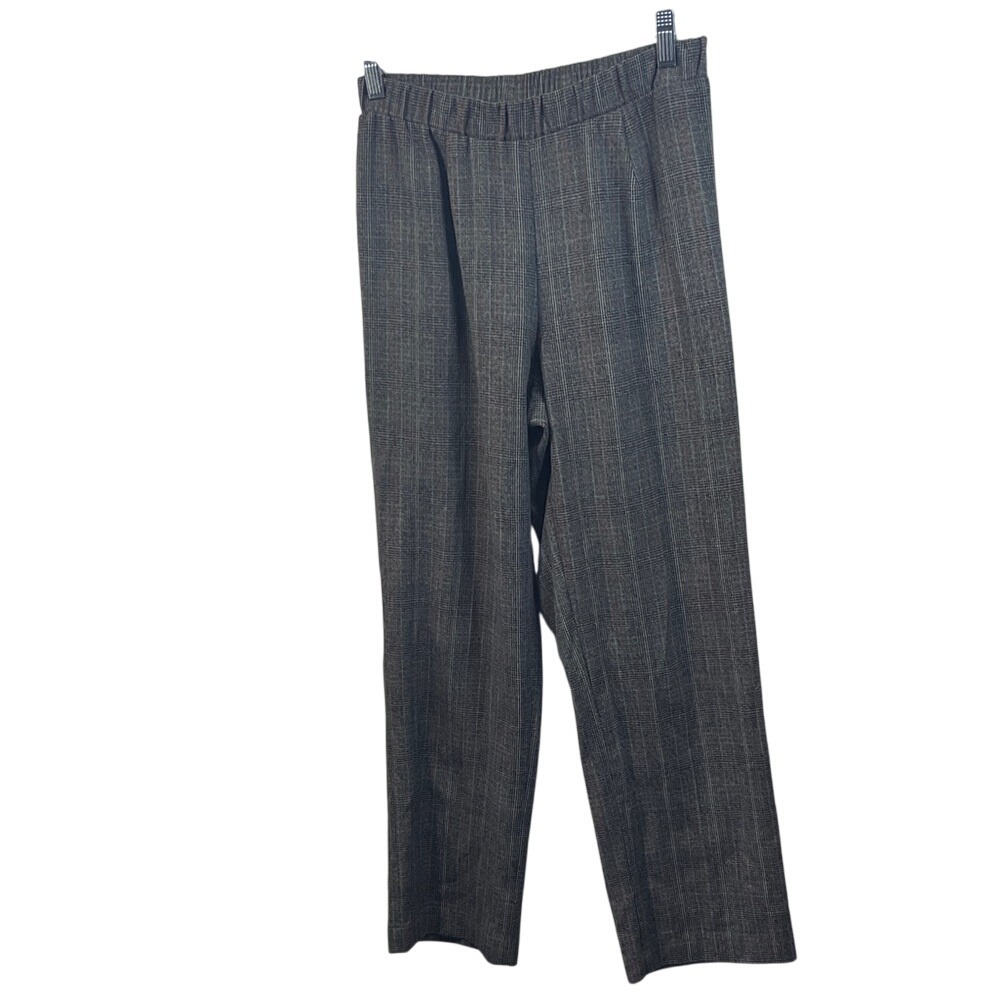 Plaid‎ Career Dress Pants Elastic Waist Pull On Business Casual Work Trousers